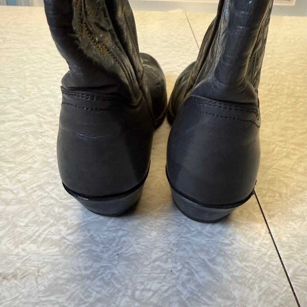 Abilene Women’s Black Leather Cowboy Boots Size 6.5 Western Made USA - Picture 7 of 12